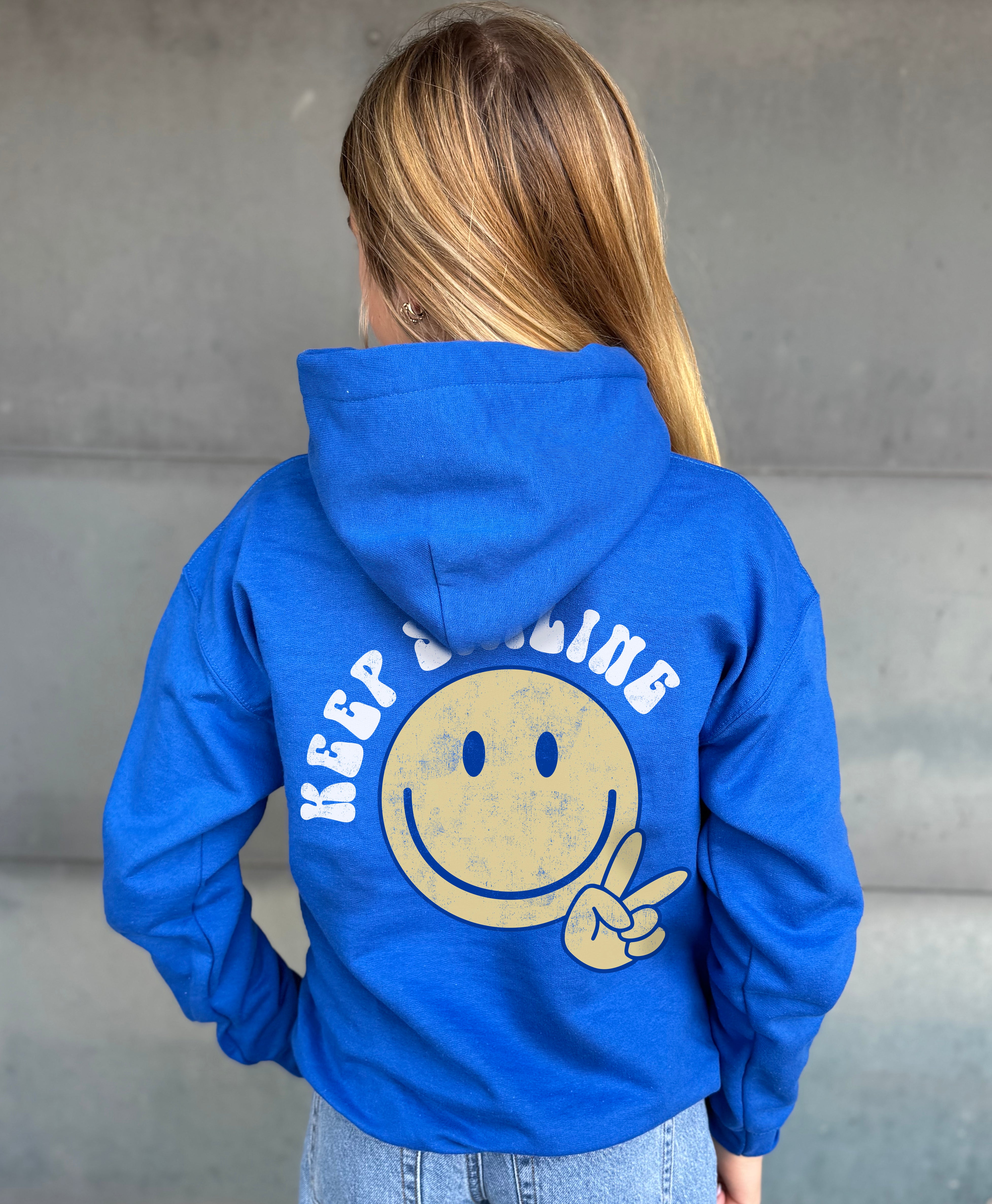 Blue Keep Smiling Keep Smiling Hooded Sweatshirt – Grayson Surplus
