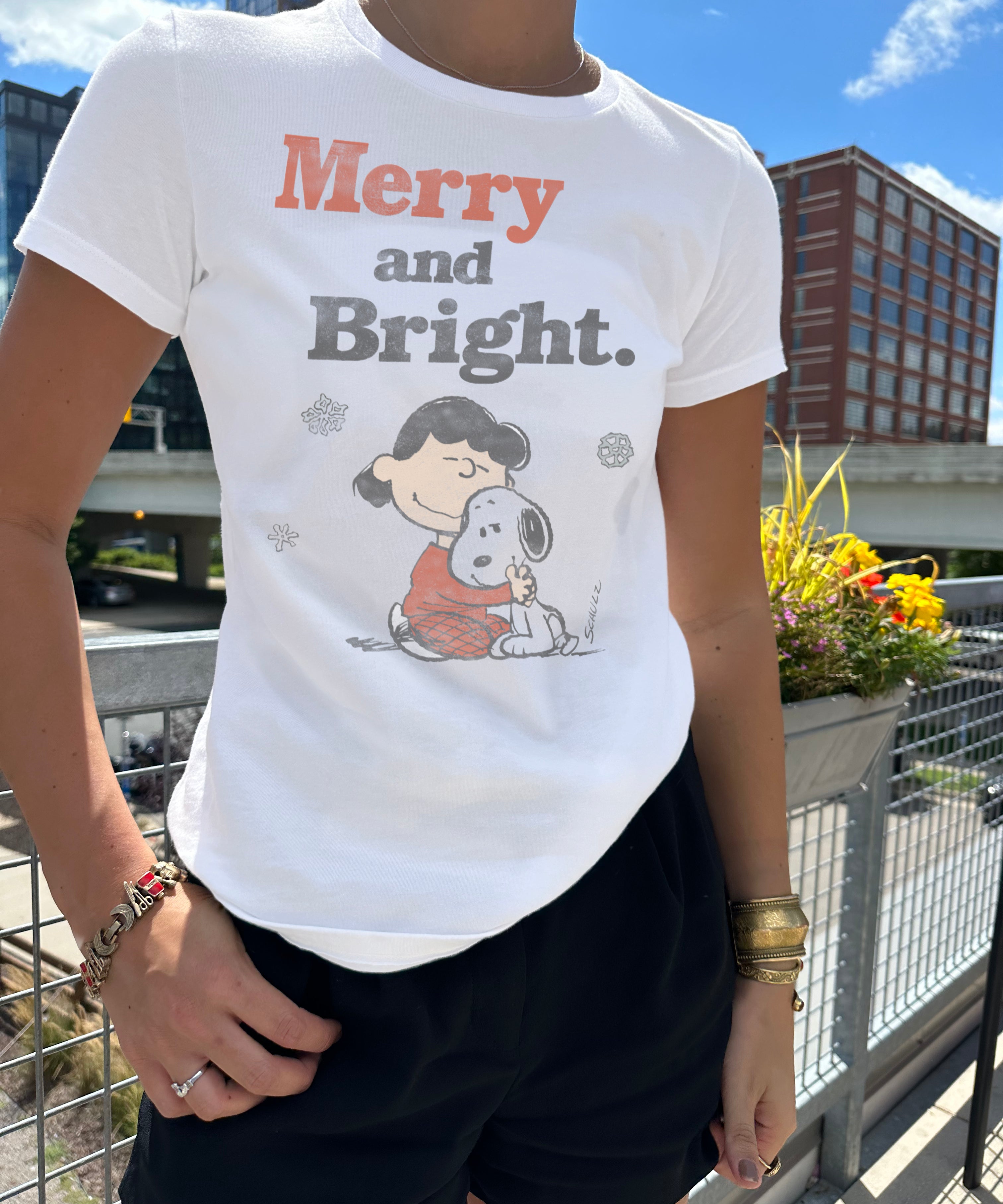 Holidays Merry & Bright Peanuts Short Sleeve Tee