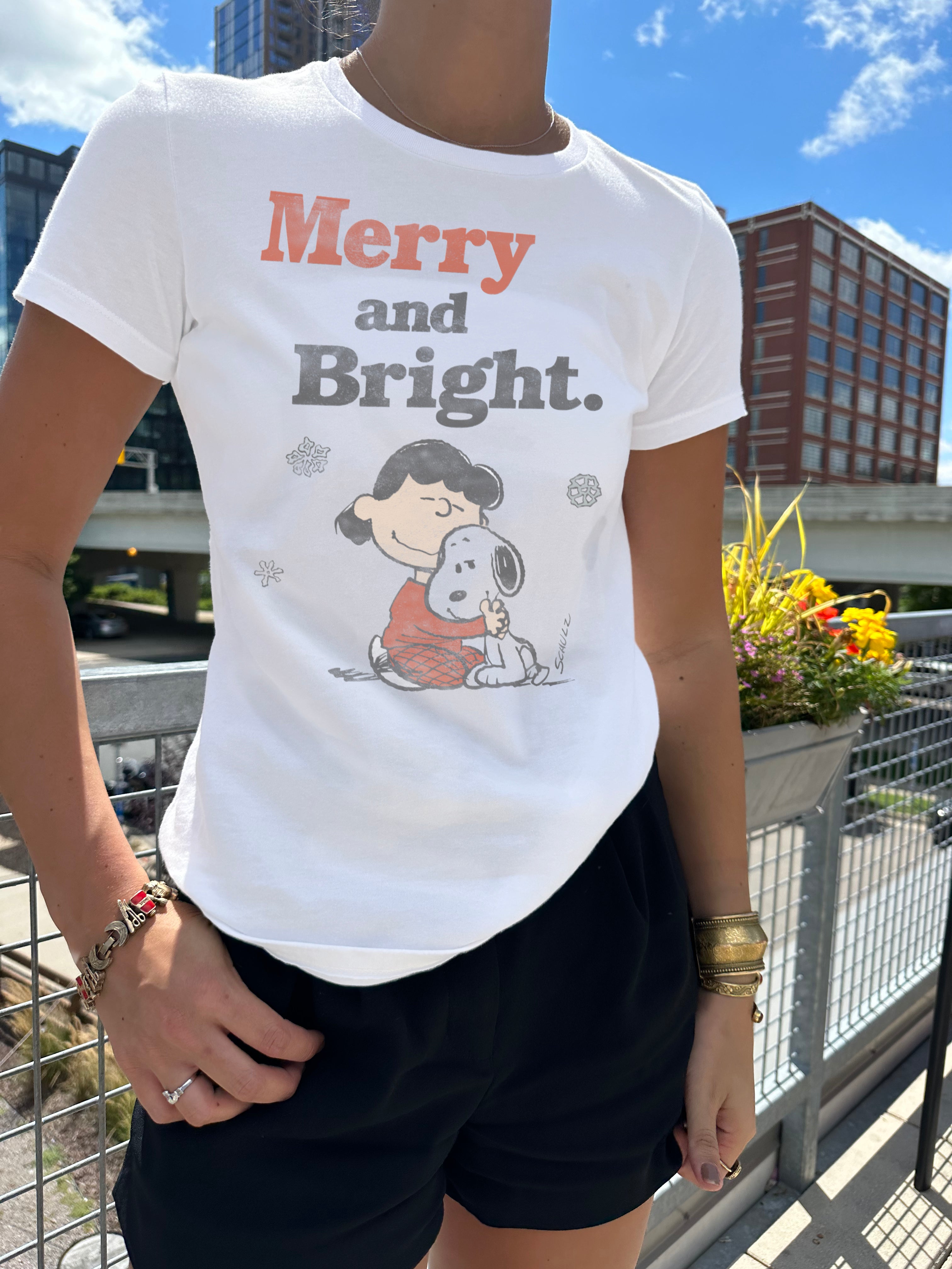 Holidays Merry & Bright Peanuts Short Sleeve Tee