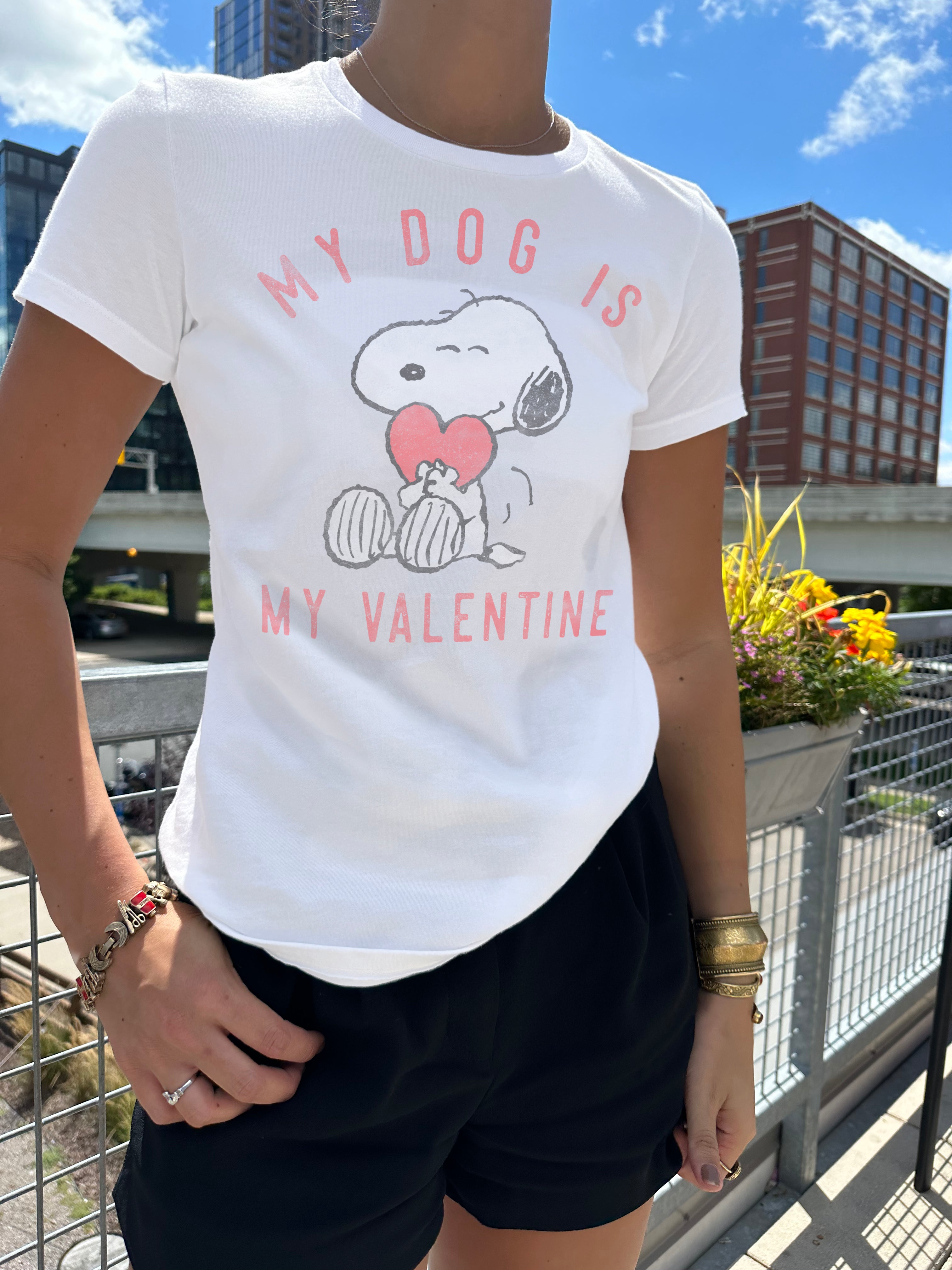 Snoopy My Dog is my Valentine Short Sleeve Tee